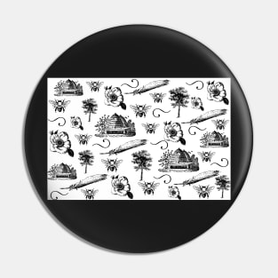 Vintage Summer- Black and White Pattern Pin