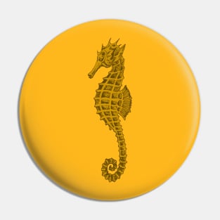 Cute Seahorse Tattoo Style In Ochre Yellow Pin