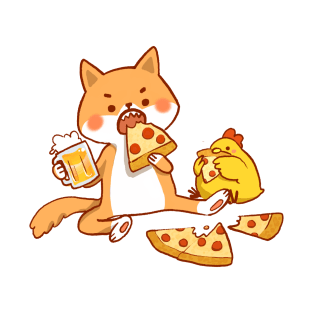 Shiba eating pizza with beer T-Shirt