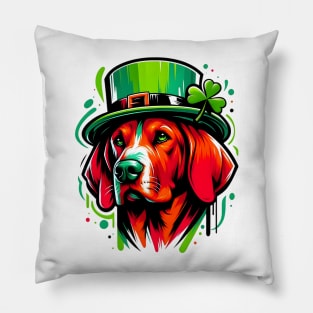 Redbone Coonhound Enjoys Saint Patrick's Day Festivities Pillow