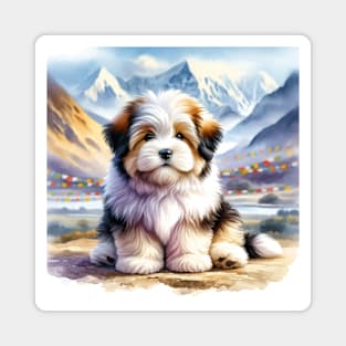 Watercolor Tibetan Terrier Puppies - Cute Puppy Magnet