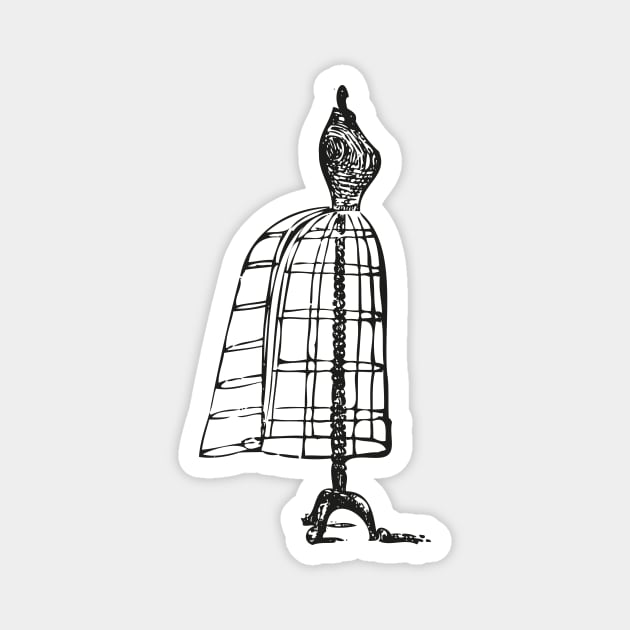 Vintage Dress Form | Victorian Dress Form | Dressmaking | Dressmakers | Sewing | Seamstress | Black and White Magnet by Eclectic At Heart