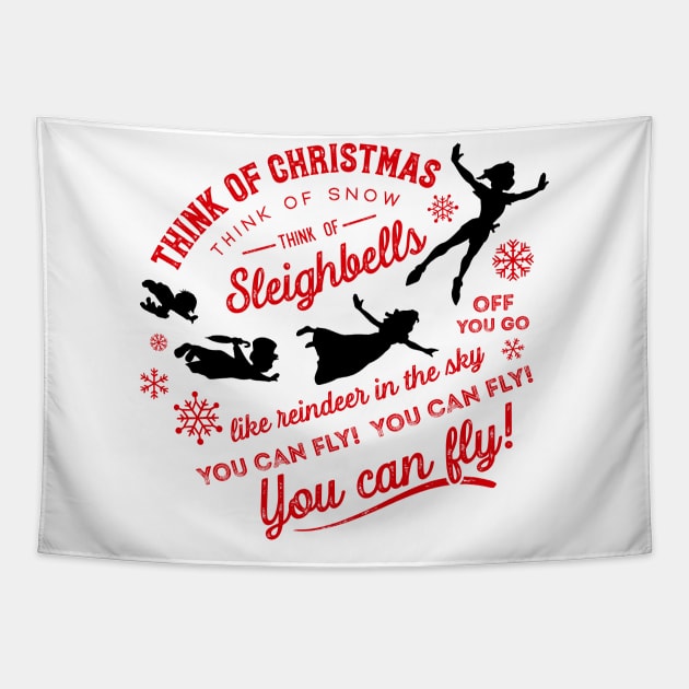 Think of Christmas - Peter Pan inspired You Can Fly Tapestry by KellyDesignCompany