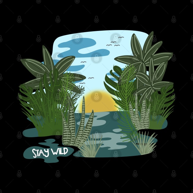 Stay wild natural habitat vector drawing by Arch4Design