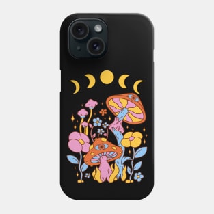 Cottagecore Mushroom Retro Moon Phases Phone Case