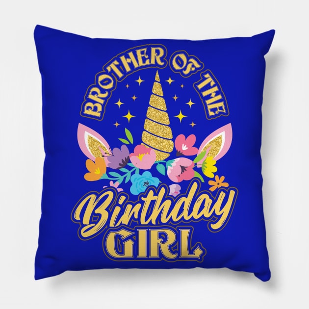 Brother of the Birthday Girl Unicorn Pillow by aneisha