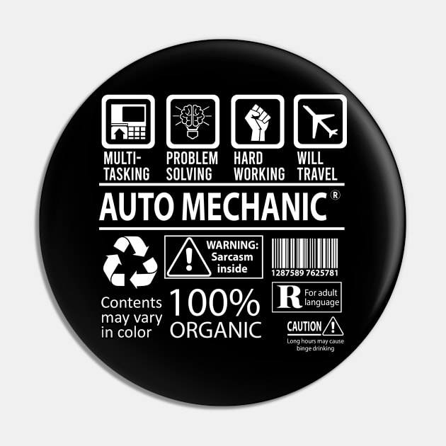 Auto Mechanic T Shirt - MultiTasking Certified Job Gift Item Tee Pin by Aquastal