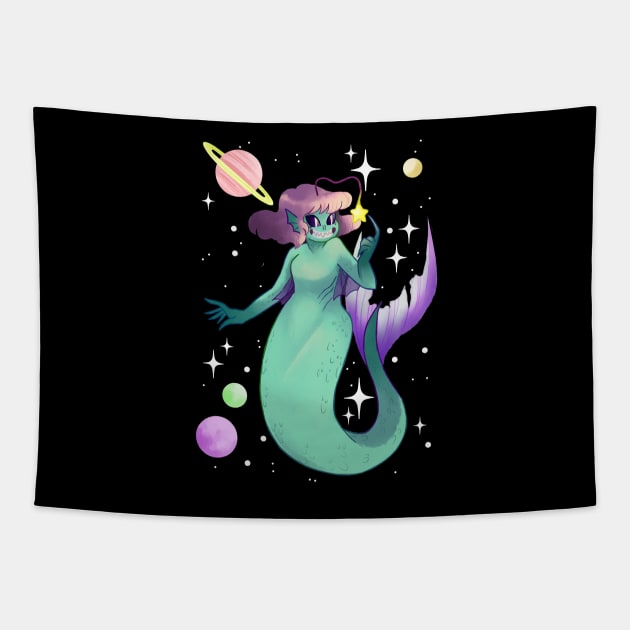 (space)mermaid bait Tapestry by pumpkinnqueenn