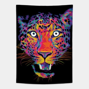 Hot Rainbow Leopard Tapestry