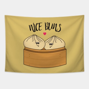 Nice Buns Funny Bao Dumplings Food Pun Tapestry