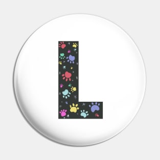 L letter with colorful paw print Pin