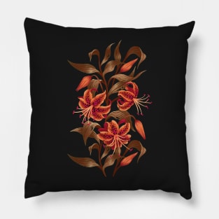 Tiger Lily - Orange Black Pillow