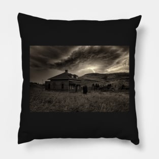 Abandoned Old House Approaching Storm Pillow