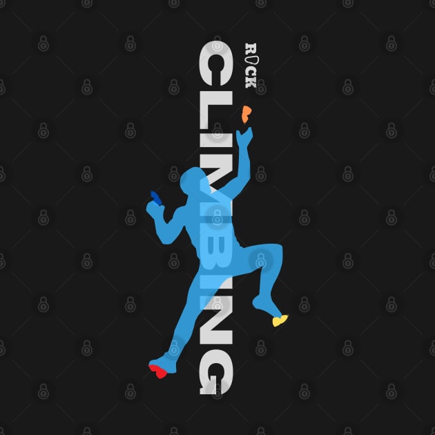 rock climbing with climber blue by lmdesignco