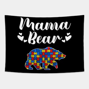 Autism Awareness Mama Bear Puzzle Piece Autistic Mom Gift Tapestry