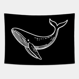 Whale Line Art (White Line Version) Tapestry