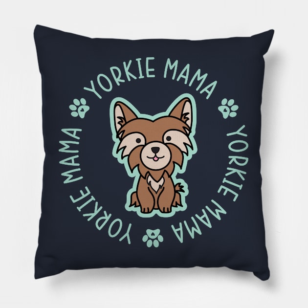 Yorkie Mama Yorkshire Terrier Mom Dog Pillow by GlimmerDesigns