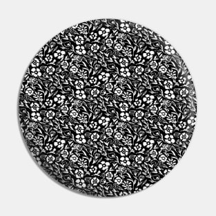 Inverted Black and White Floral Miniprint Pin