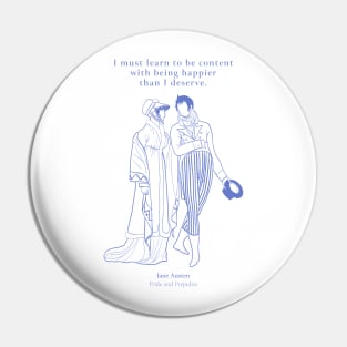 Pride and Prejudice Line art and Happiness Quote Pin