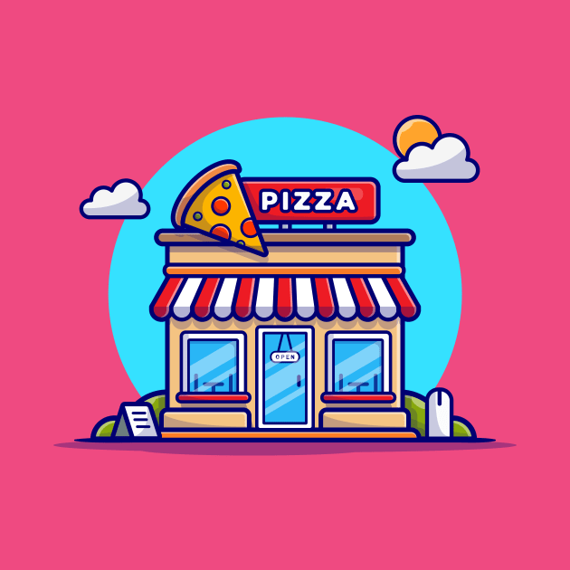 Pizza Shop Cartoon Vector Icon Illustration by Catalyst Labs