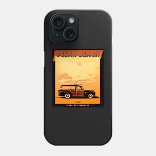 Ocean Beach California Surf Woody Wagon Phone Case