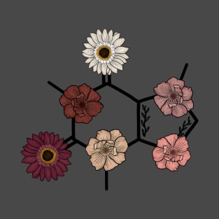 Floral Caffeine Molecule T-Shirt