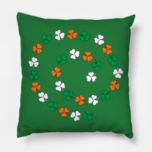 Green White Orange St Patricks Day Shamrock Spiral Pillow