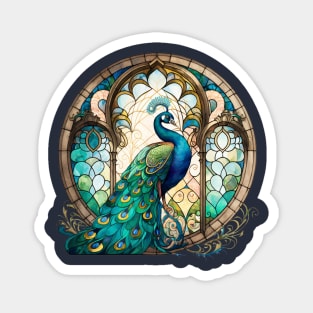 Stained Glass Peacock Magnet