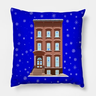 Hanukkah Decorated Brownstone Home Pillow