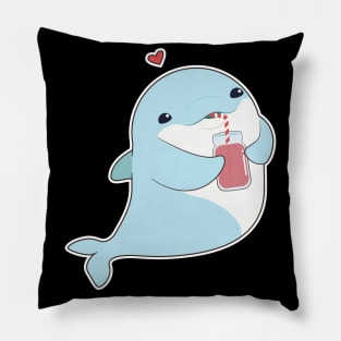 Dolphin with Drink & Heart Pillow