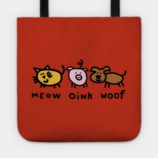 Cute Animals Noisy Cat Pig Dog Tote