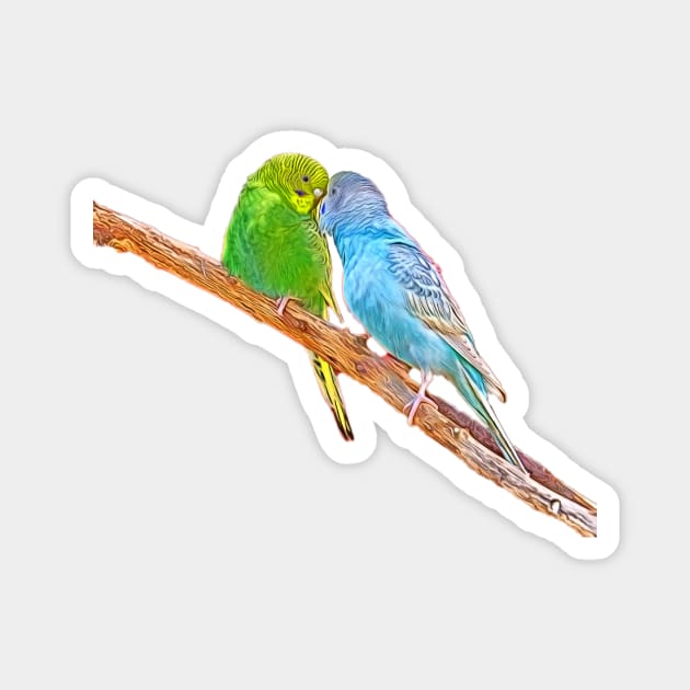 Cute budgies beaking Magnet by MarionsArt