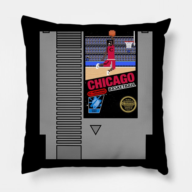 Chicago Basketball 8 bit pixel art cartridge design Pillow by MulletHappens