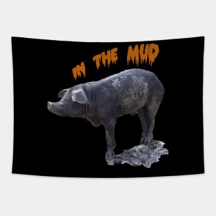 black pig in the mud Tapestry