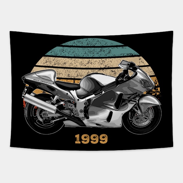 Suzuki Hayabusa 1999 Vintage Motorcycle Design Tapestry by Madisen Harvey