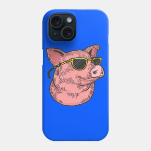 Pig animal in sunglasses color sketch engraving vector illustration Phone Case