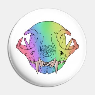 Cat Skull Rainbow Pin