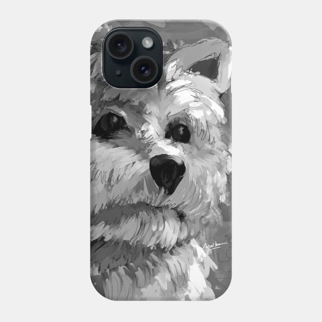 Yorkshire Terrie 2 Black and White Phone Case by mailsoncello