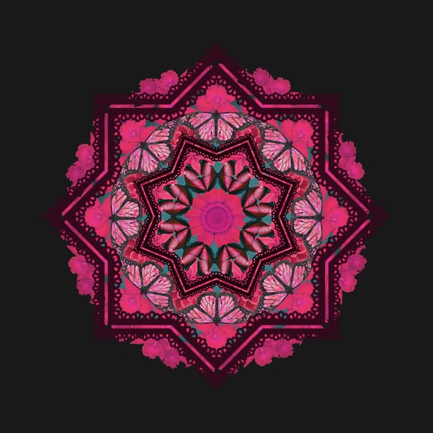 pink butterflies mandala by burenkaUA