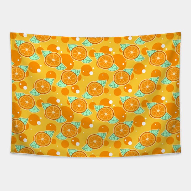 Orange Citrus Slice Pattern Tapestry by saradaboru