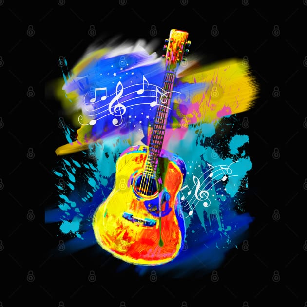 Hand Painted Music Guitar by koolteas