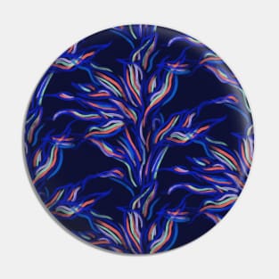 Navy Funky Leaves Pin