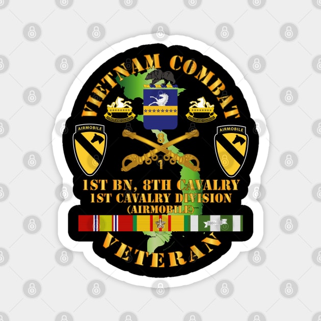 Vietnam Combat Cavalry Veteran w 1st Bn - 8th Cav COA - 1st Cav Div wo DS Magnet by twix123844