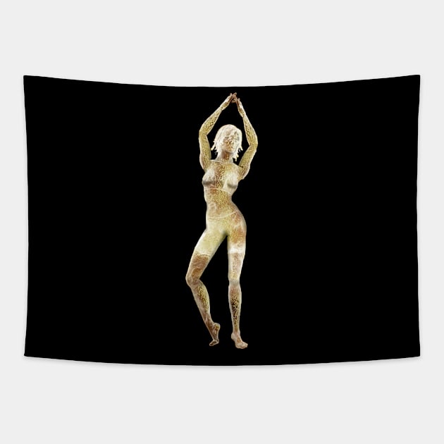 Golden Carved Statue Tapestry by golden