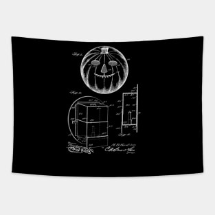 Halloween Pumpkin Lantern Vintage Patent Drawing Tapestry