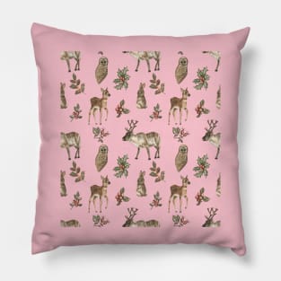 Digital pattern forest animals watercolor aquarelle. Pillow