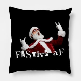 Festive AF Christmas Rad Rock Santa Metal Alt Punk design Pillow