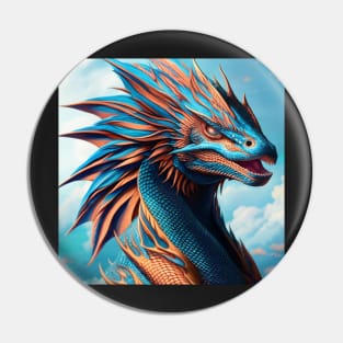 Ferocious Blue and Orange Frilled Dragon Pin