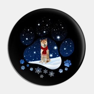 Snow Paw Shiba Inu Christmas Winter Holiday Pin