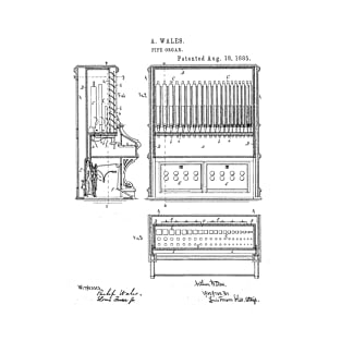 Pipe Organ Vintage Patent Hand Drawing T-Shirt